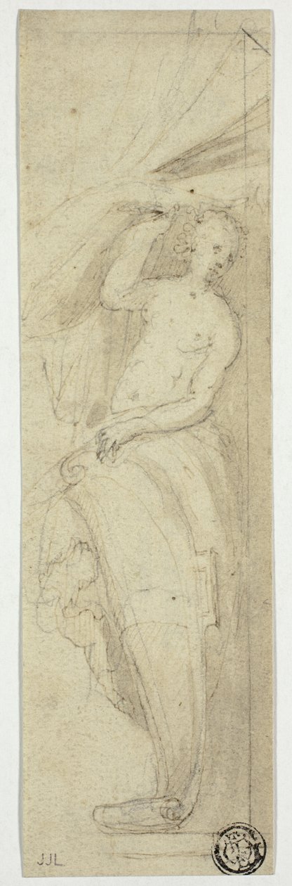 Naishahmo vetää verhoa syrjään tekijältä William Etty