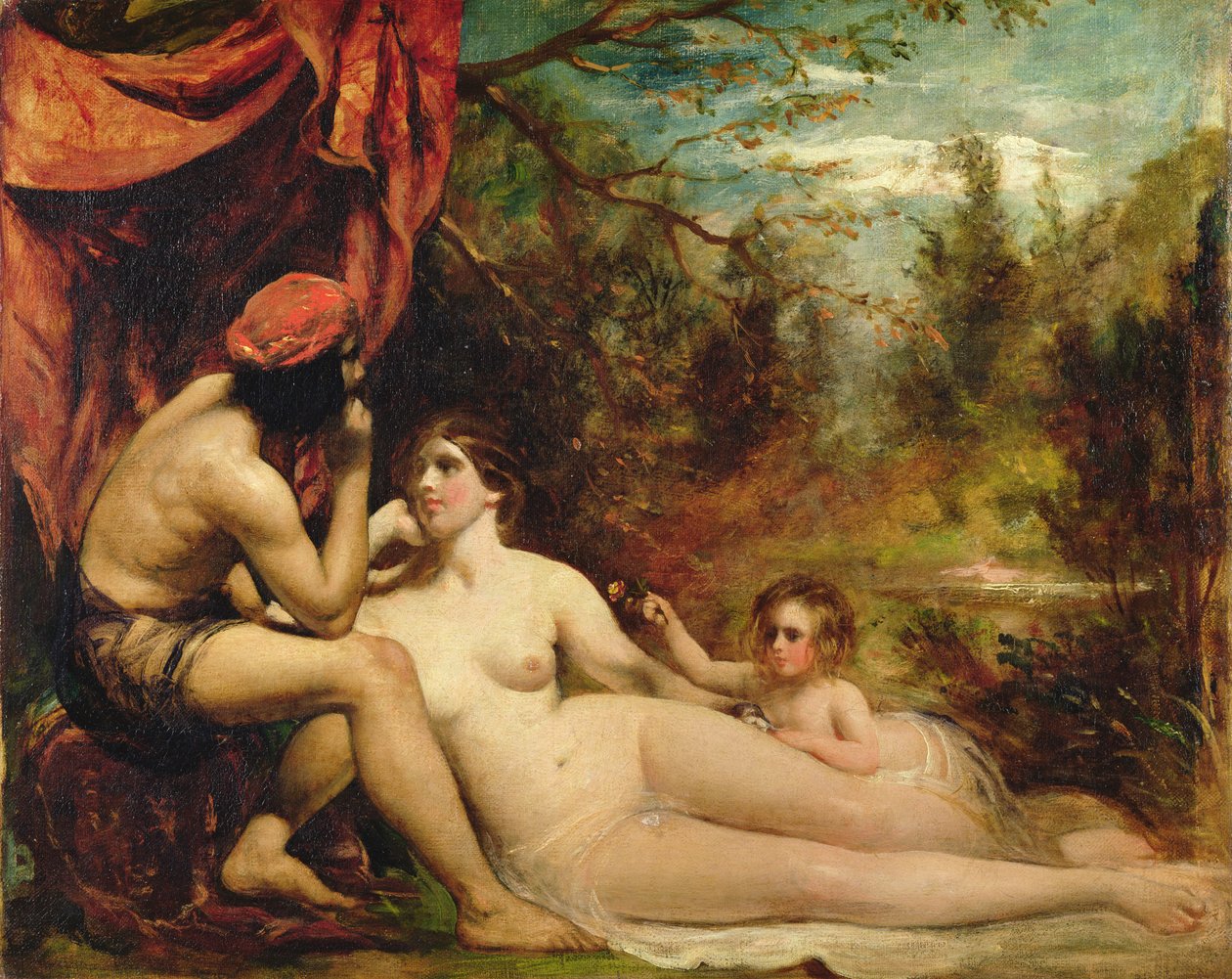 Metsän kukkia, noin 1836 (öljy kankaalle). tekijältä William Etty