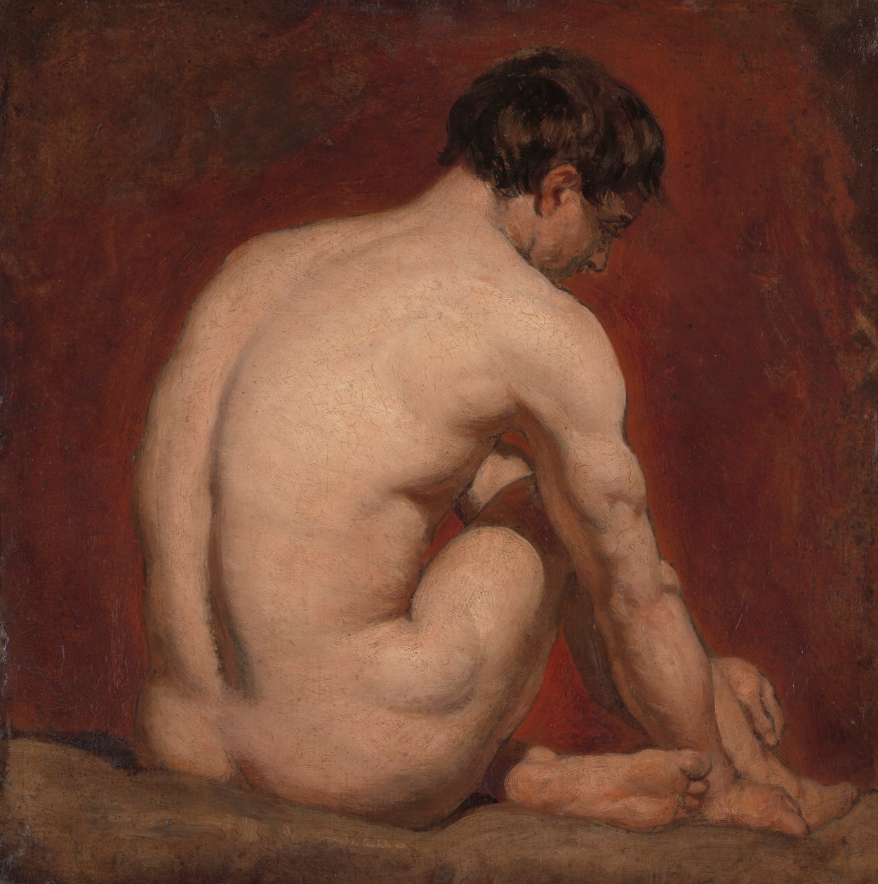 Mies alaston, polvistuva, takaa tekijältä William Etty