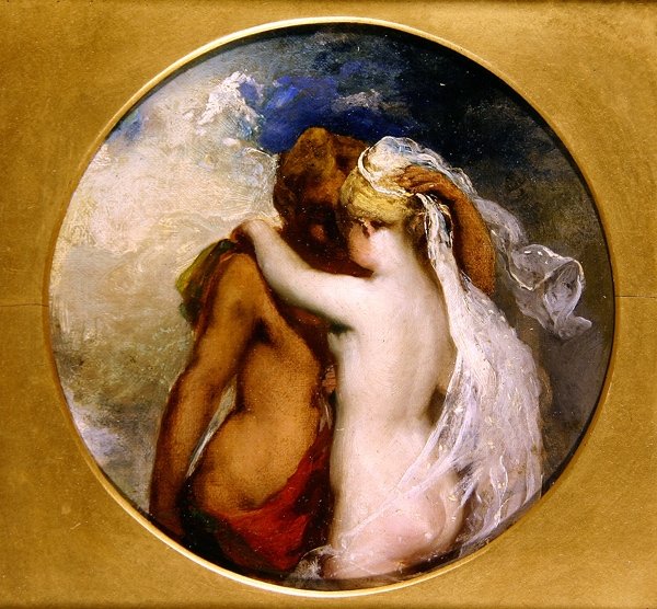 Nymfi ja satyyri (öljy paneelissa) (katso myös 352441) tekijältä William Etty