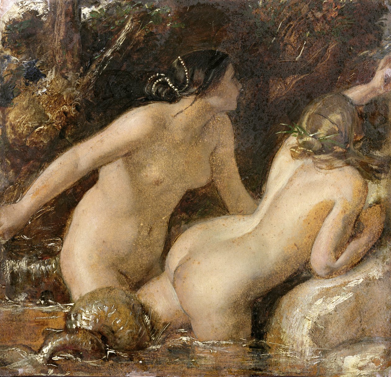 Nymfit merihirviöllä (öljy paperille) tekijältä William Etty