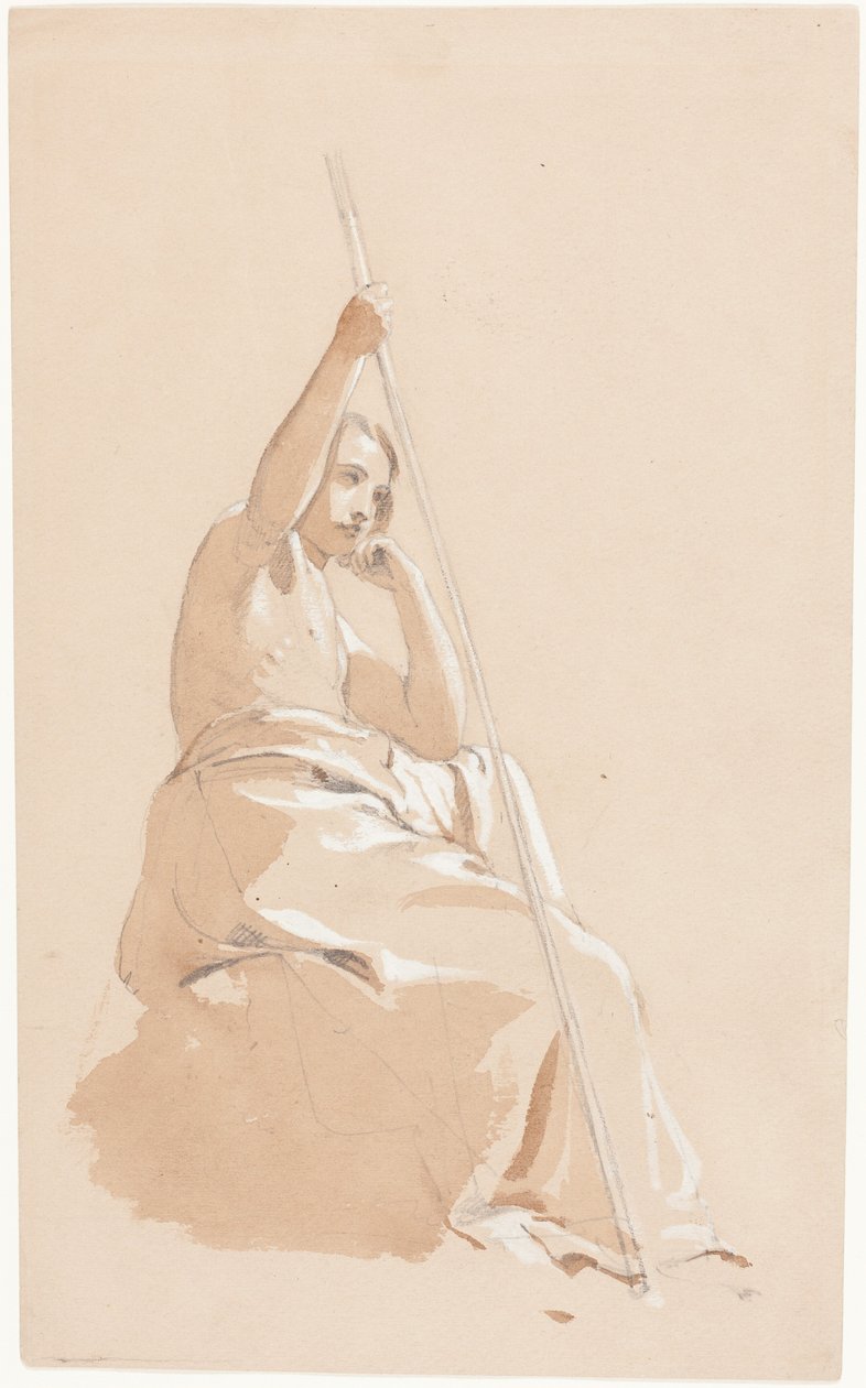 Istuva nuori, jolla on sauva tekijältä William Etty