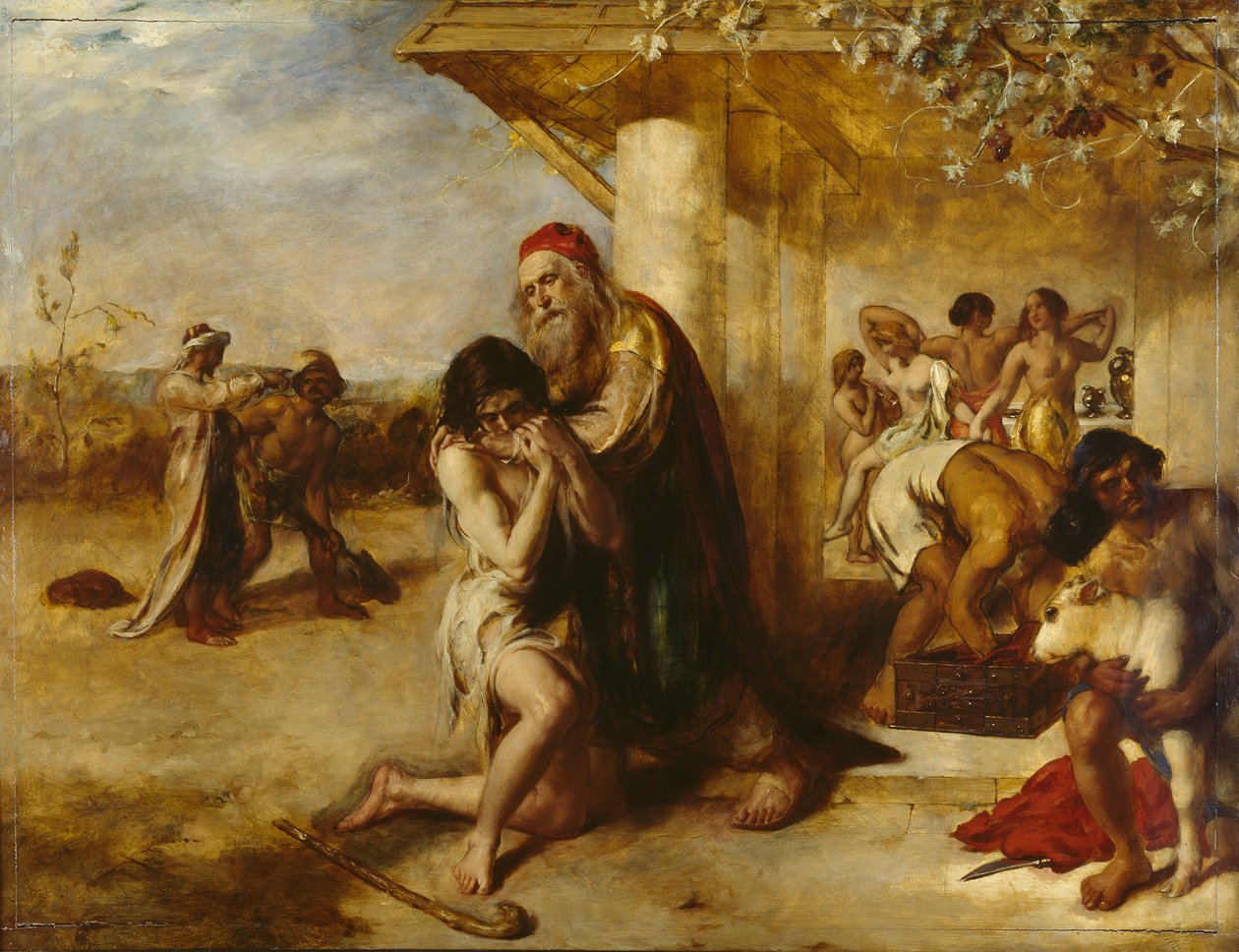 Katuvan tuhlaajapojan paluu isänsä luo, ennen vuotta 1841 tekijältä William Etty