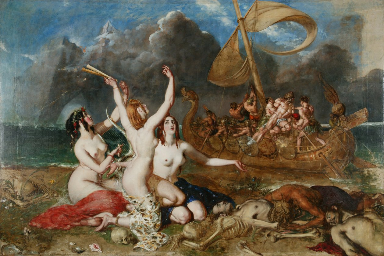 Sireenit ja Ulysses, n. 1837 (öljy kankaalle) tekijältä William Etty
