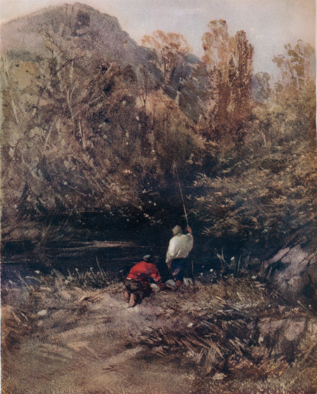 Maisema, Kalastajien kanssa, 1843, 1924 tekijältä William Evans