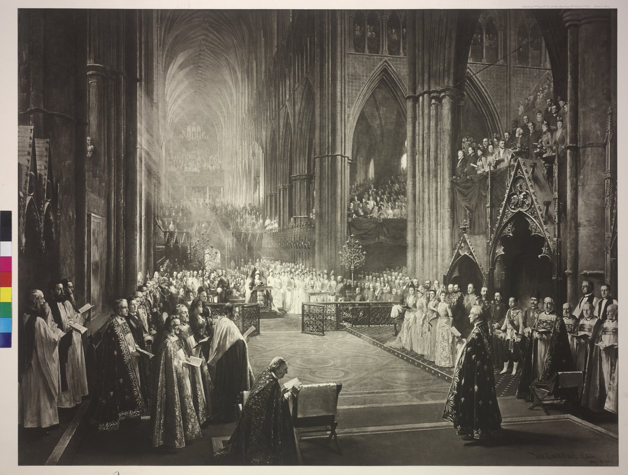 Kuningatar Victorian 50-vuotispäivän seremonia Westminster Abbeyssa 21.6.1887. tekijältä William Ewart Lockhart
