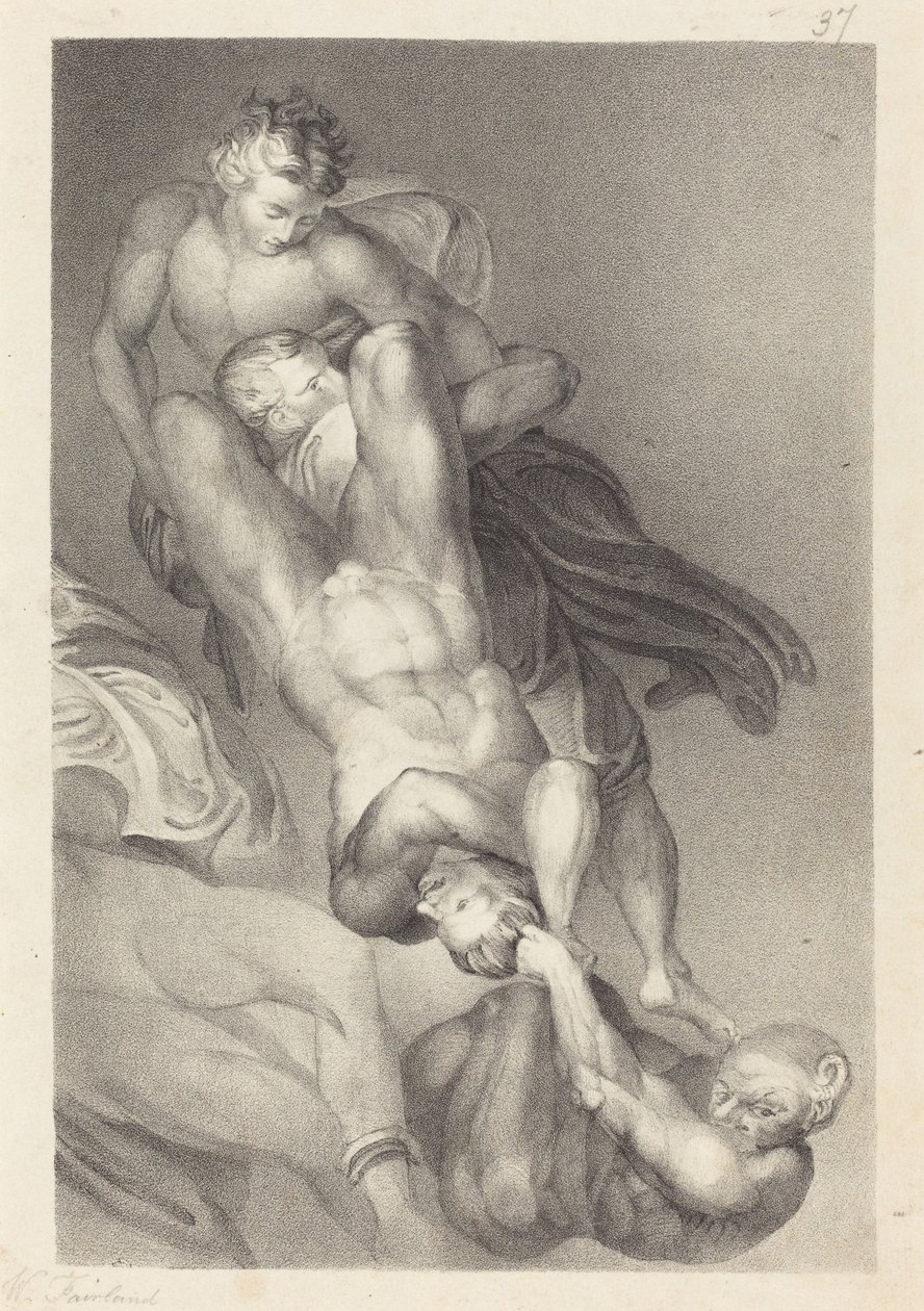 Osa viimeistä tuomiota Michael Angelolta tekijältä William Fairland after John Flaxman