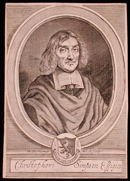 Christopher Simpsonin (n. 1605–1669) muotokuva (kaiverrus) tekijältä William Faithorne