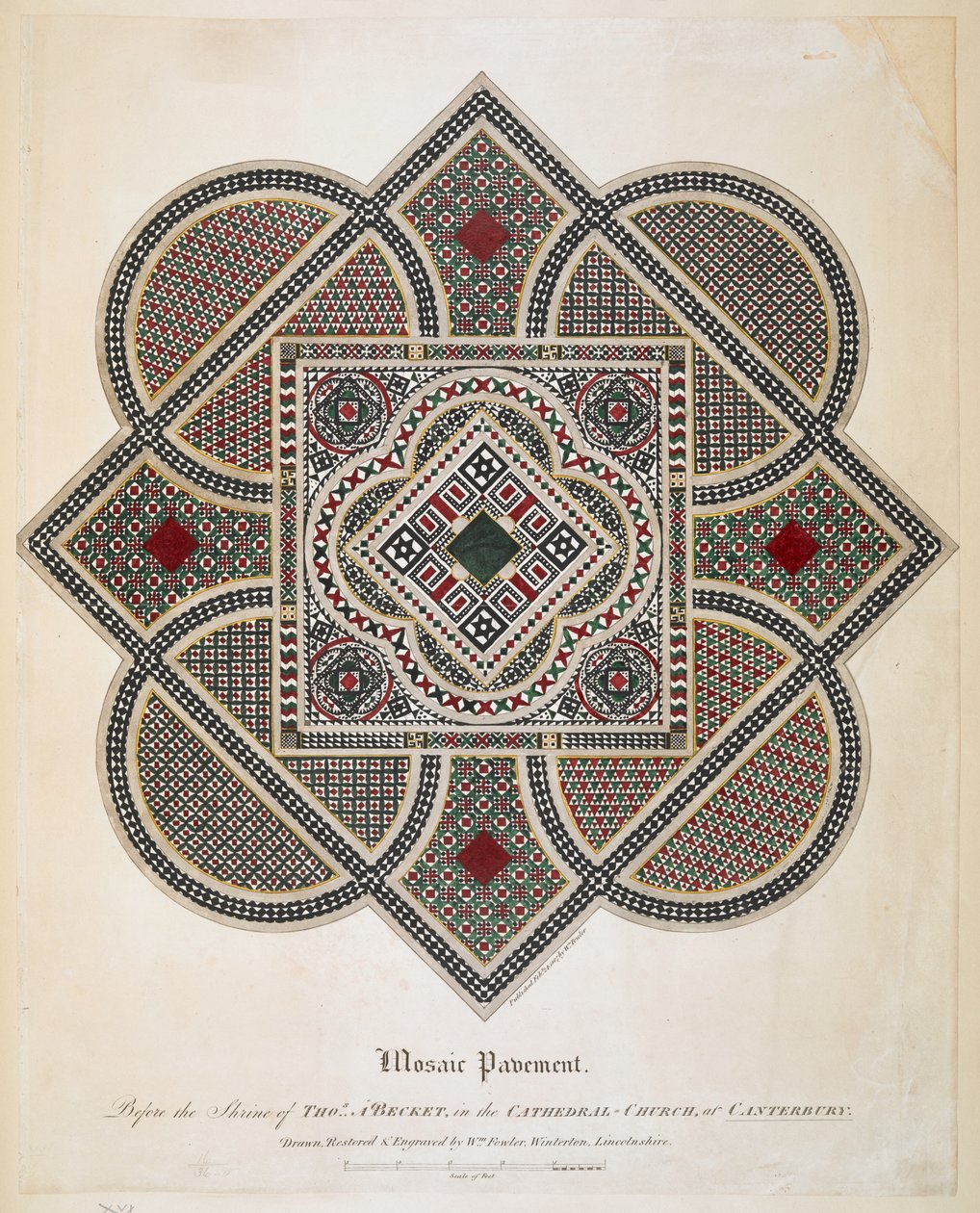 Mosaiikkipäällyste ennen Thomas A Becketin pyhäköä Canterburyn katedraalikirkossa tekijältä William Fowler