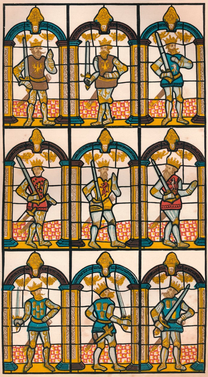 Maalattu ikkuna - Kaksi Saxon Earls of Mercia ja Seven Norman Earls of Chester, 1808 1845 tekijältä William Fowler