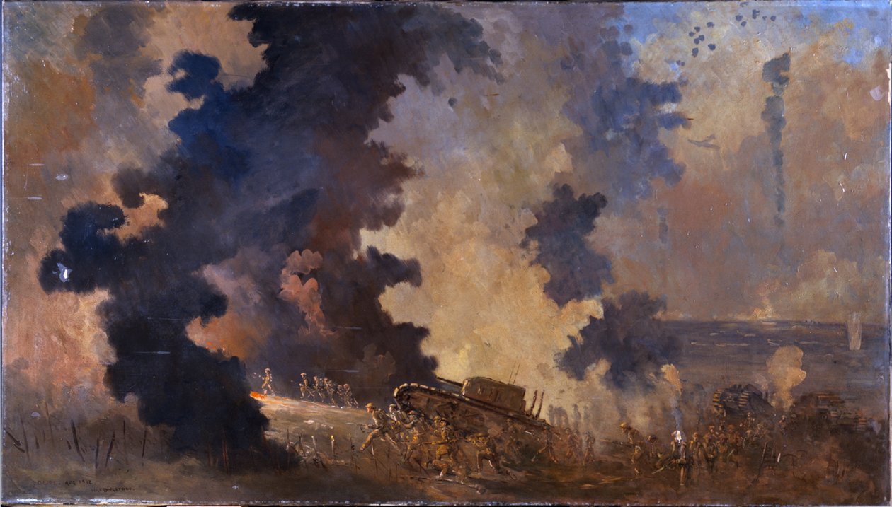Dieppe, elokuu 1942 (öljy kankaalle) tekijältä William Francis Longstaff