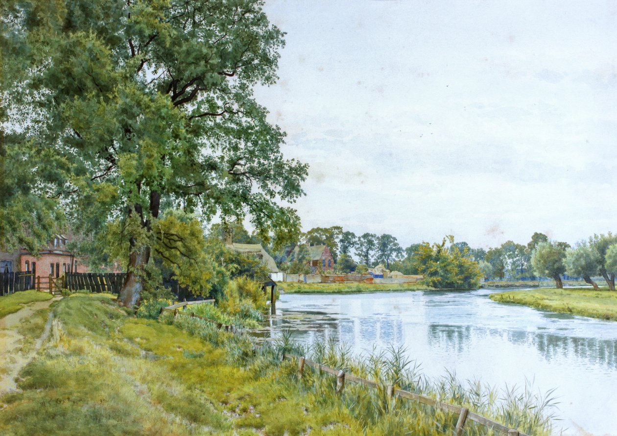 Ouse-joen varrella Hemingford Greyssä, ja kartano kaukana siitä tekijältä William Fraser Garden