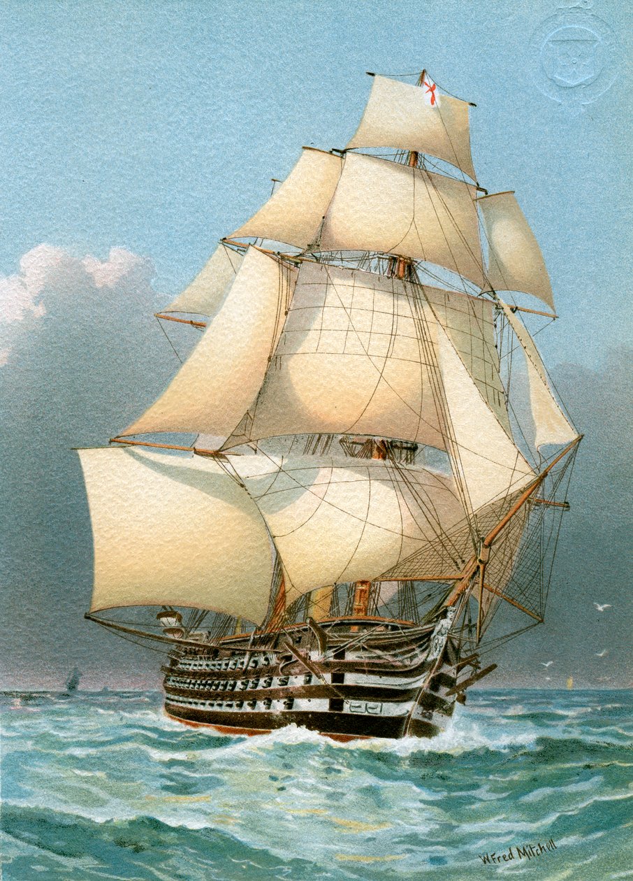 HMS Victoria, Kuninkaallisen laivaston 121-aseinen sotalaiva, c1859 c1890-c1893. tekijältä William Frederick Mitchell