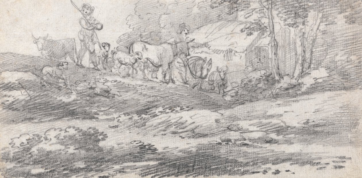 Maisema hahmoilla ja karjalla tekijältä William Frederick Wells