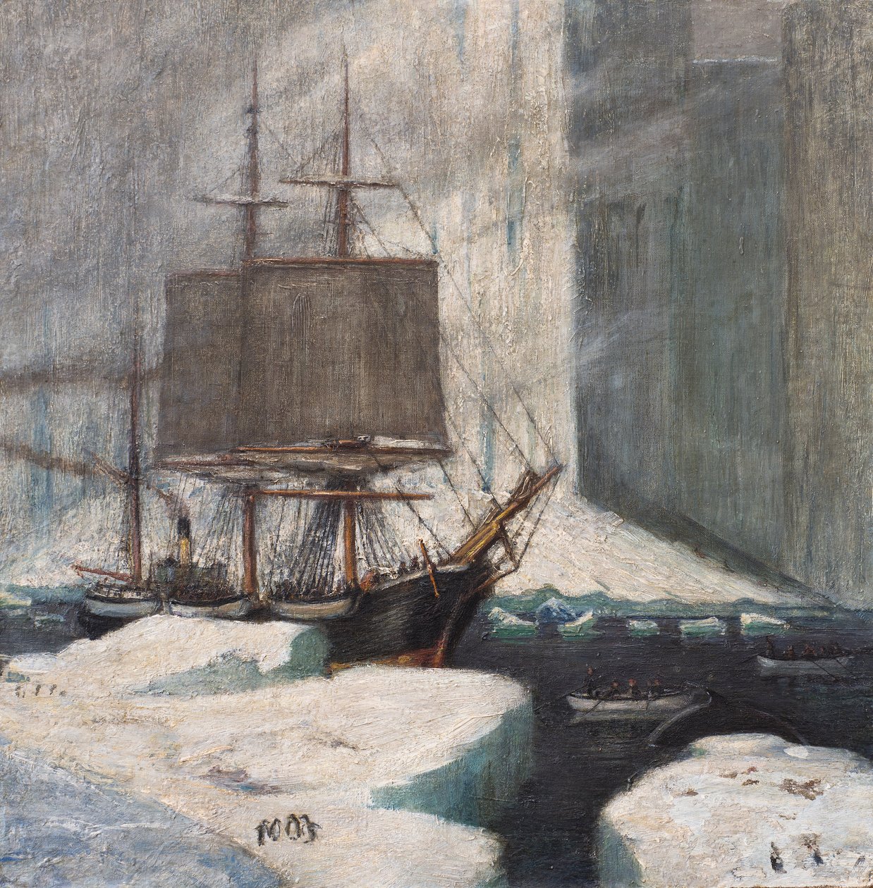 Whaler ankkuroituna jäälle tekijältä William G. Burn Murdoch