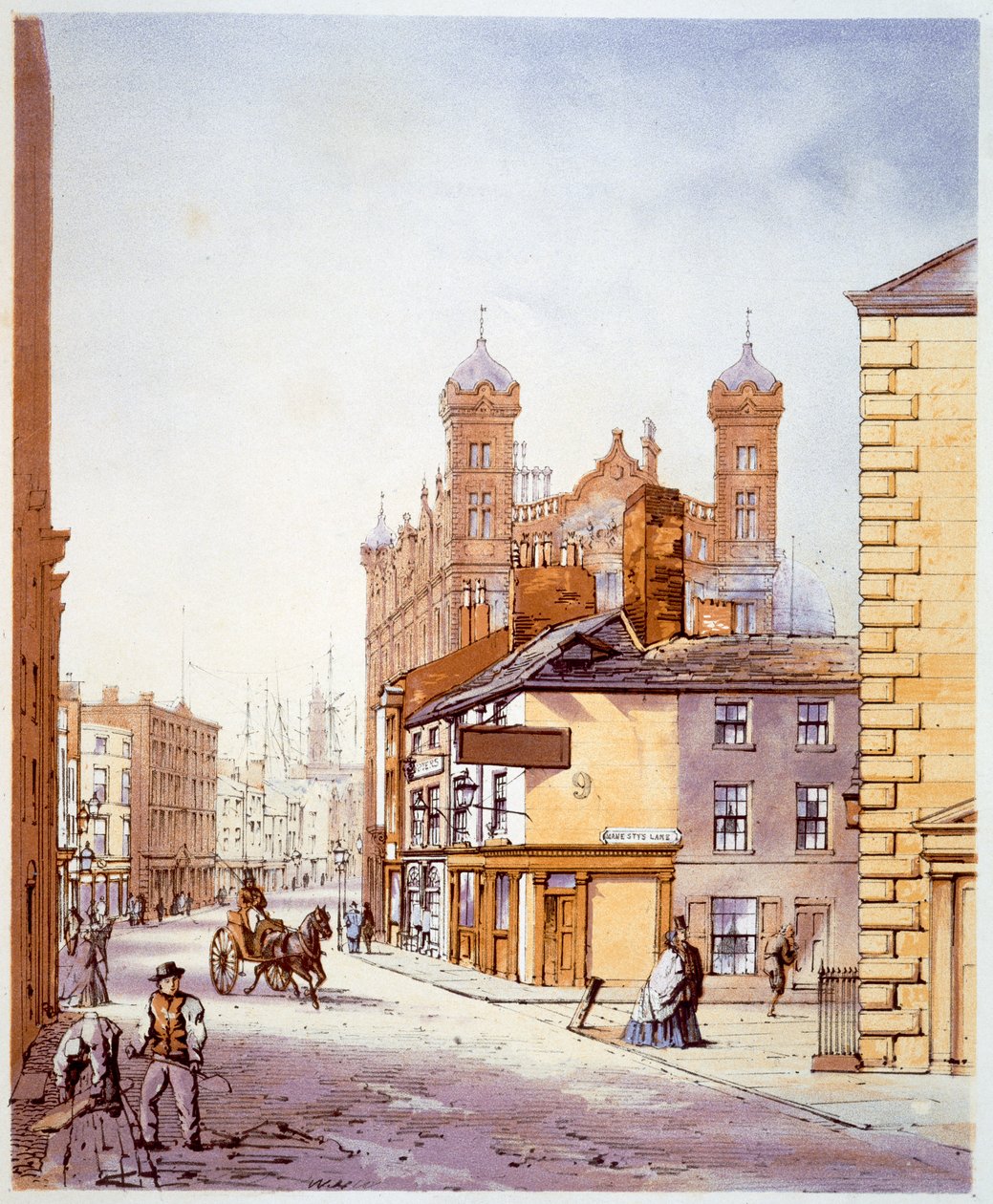 Merimiesten koti, Hanover Street, Liverpool, 1864 tekijältä William Gawin Herdman