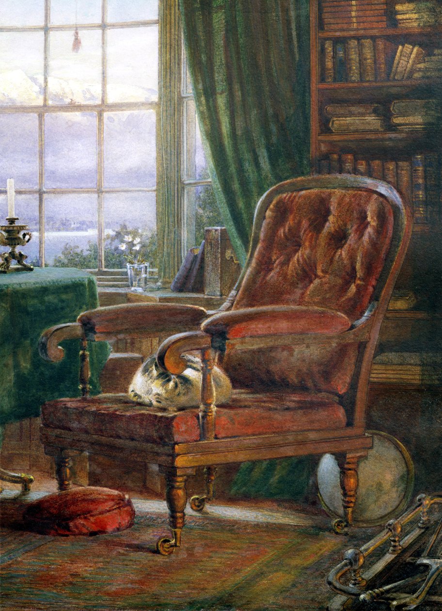 John Ruskinsin työhuone Brantwoodissa, Cumbriassa, 1882 wc-kuva yksityiskohdasta 26629. tekijältä William Gersham Collingwood