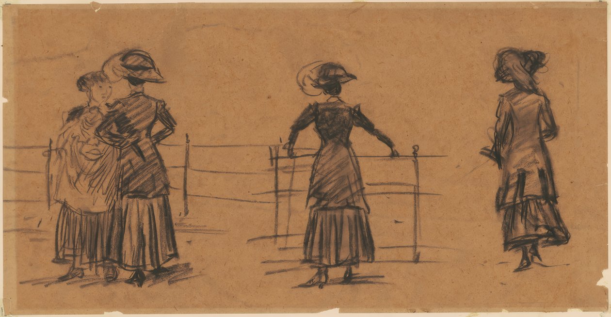 Naisten opintoja puiston kaiteella tekijältä William Glackens
