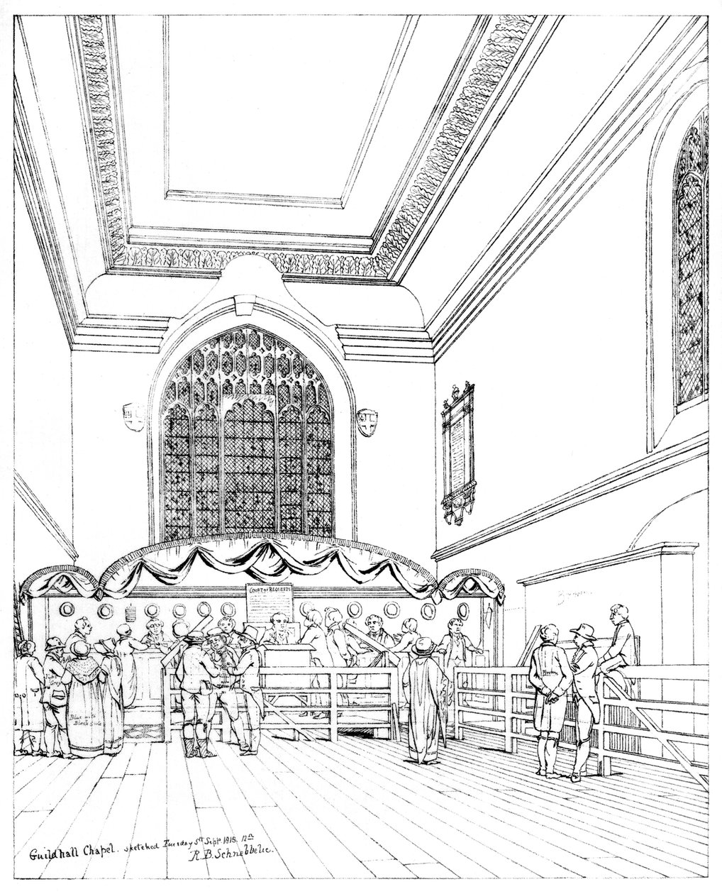 Guildhall Chapelin sisustus, Lontoon kaupunki, 1886 tekijältä William Griggs