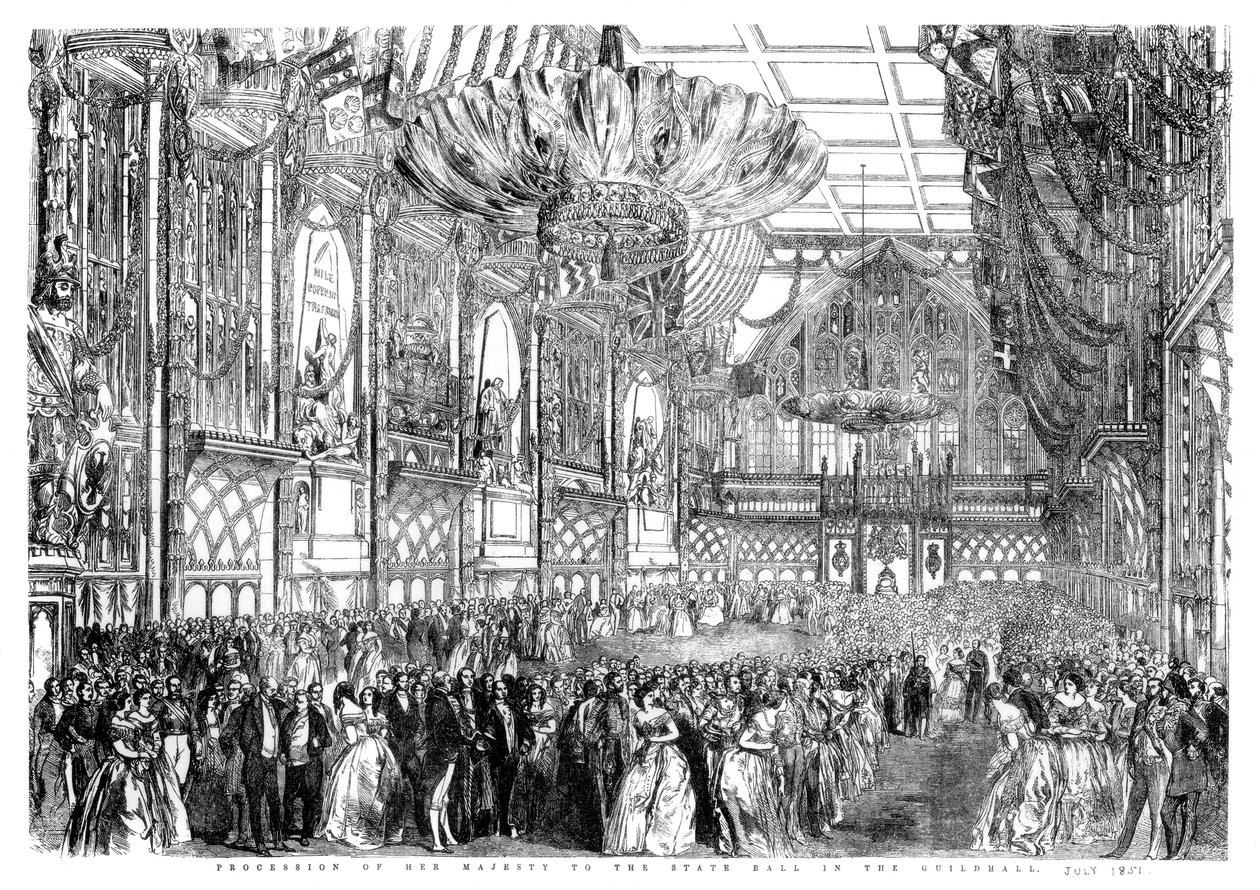 Hänen Majesteettinsa kulkue State Ballille Guildhallissa, Lontoon Cityssä, heinäkuussa 1851 1886. tekijältä William Griggs