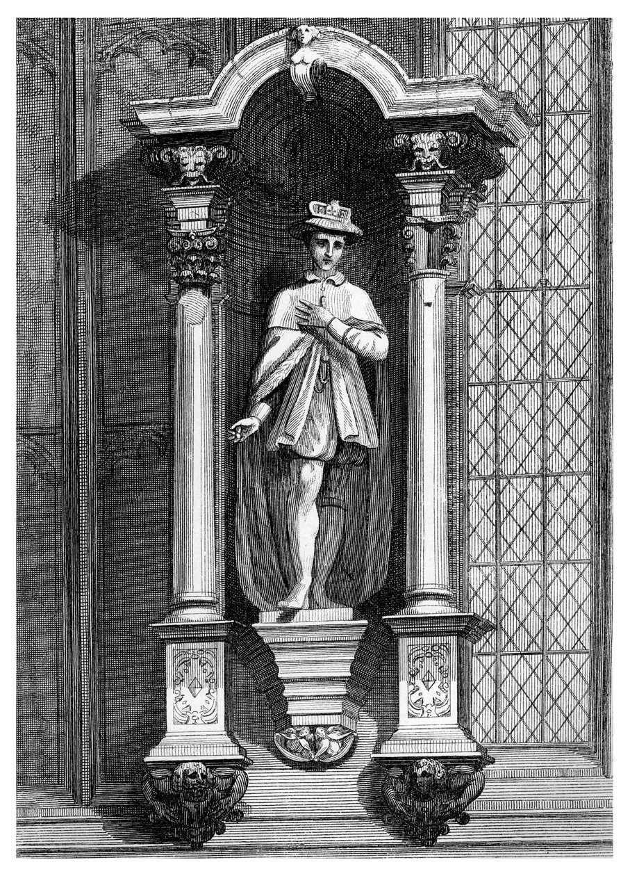 Edward VI:n patsas Guildhall Chapelin edestä Lontoon Cityssä, 1886. tekijältä William Griggs