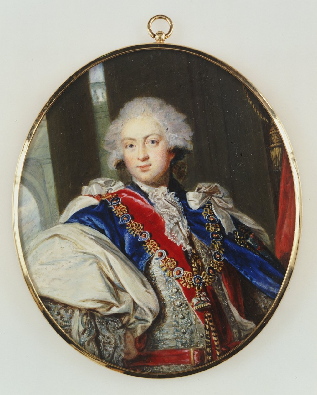 H.R.H. Frederick, Yorkin herttua, kolme neljäsosaa, koko kasvot, yllään sukkanauhan kunniamerkki tekijältä William Grimaldi