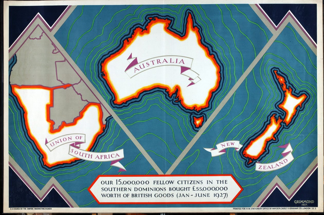 Etelä-Afrikan unioni, Australia, Uusi-Seelanti, sarjasta "Where Our Exports Go" tekijältä William Grimmond