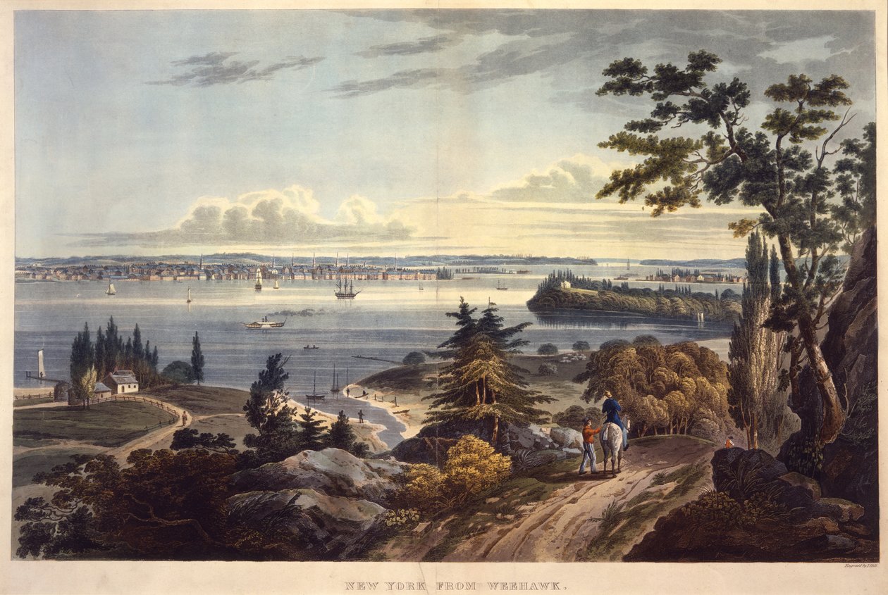 New York Weehawkista [Weehawkenista], kaiverrettu John Hillin toimesta, päiväämätön (akvatintta). tekijältä William Guy Wall