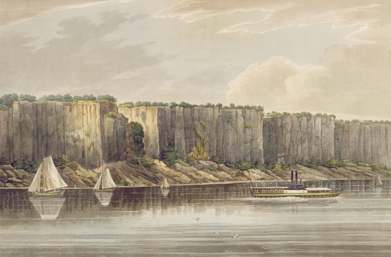 Palisades, Hudson River Portfolion nro 19, kaiverrus J. Hill, 1821-25 tekijältä William Guy Wall