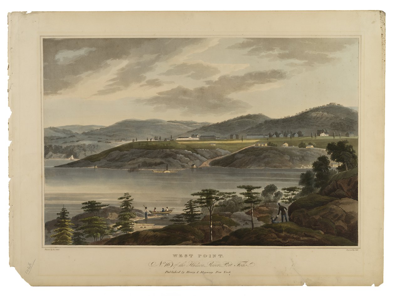 West Point, No. 16 of the Hudson River Port-Folio, kaiverrus I. Hill, päivämäärätön tekijältä William Guy Wall