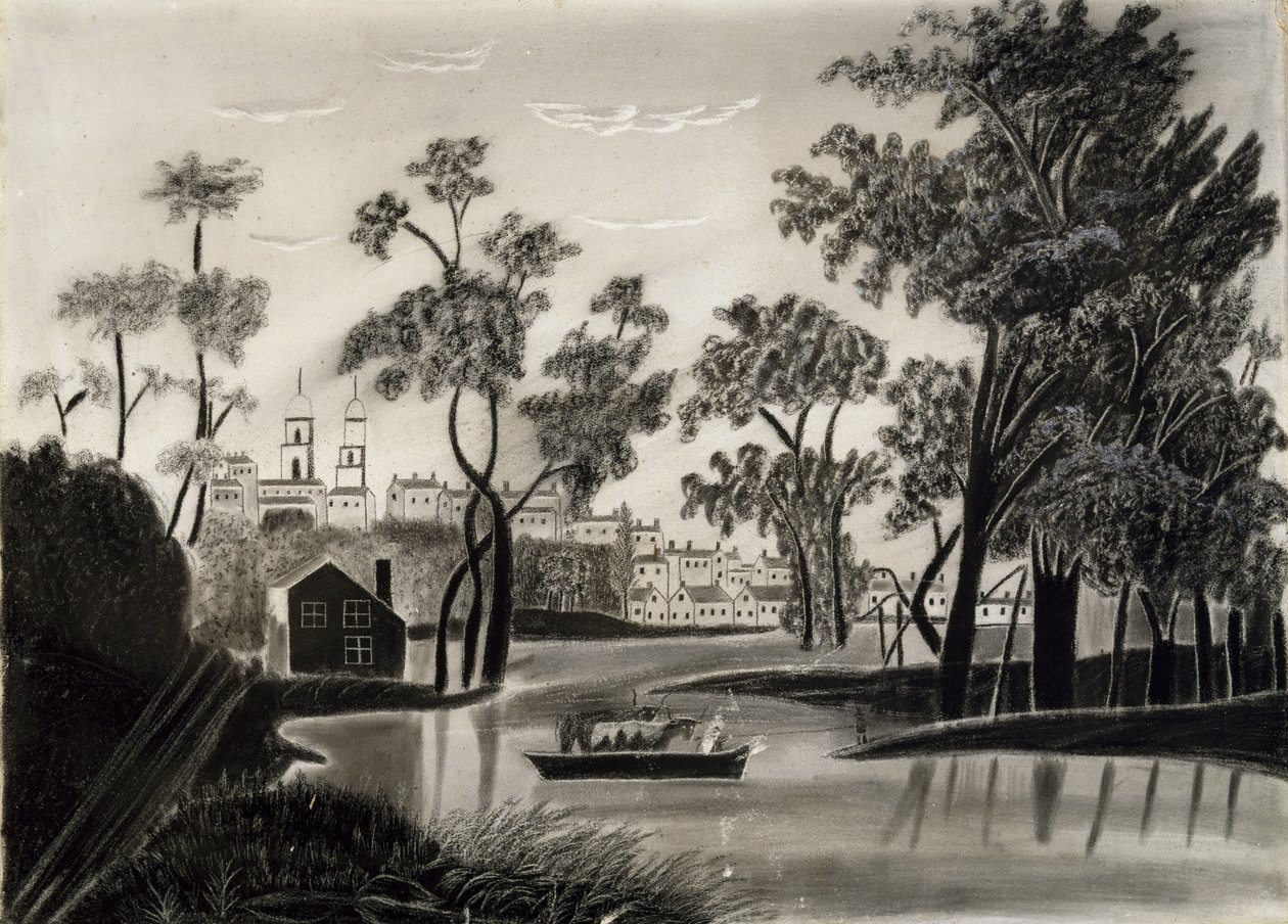 Pastoraalikohtaus, luultavasti 1825-1850 (grafiitti hiekkapaperille) tekijältä William Guy after Wall