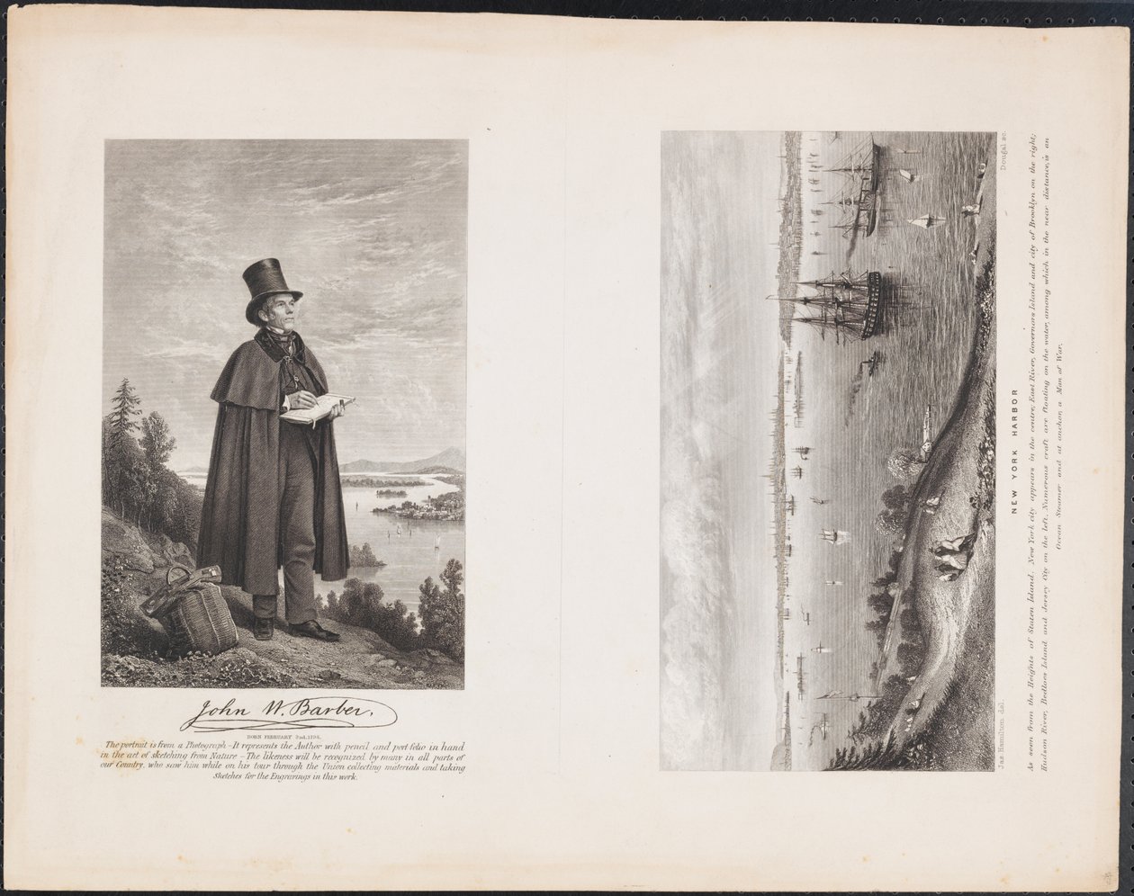 A. John W. Barber; B. New Yorkin satama, n. 1849 (kaiverrus) tekijältä William H. Dougal