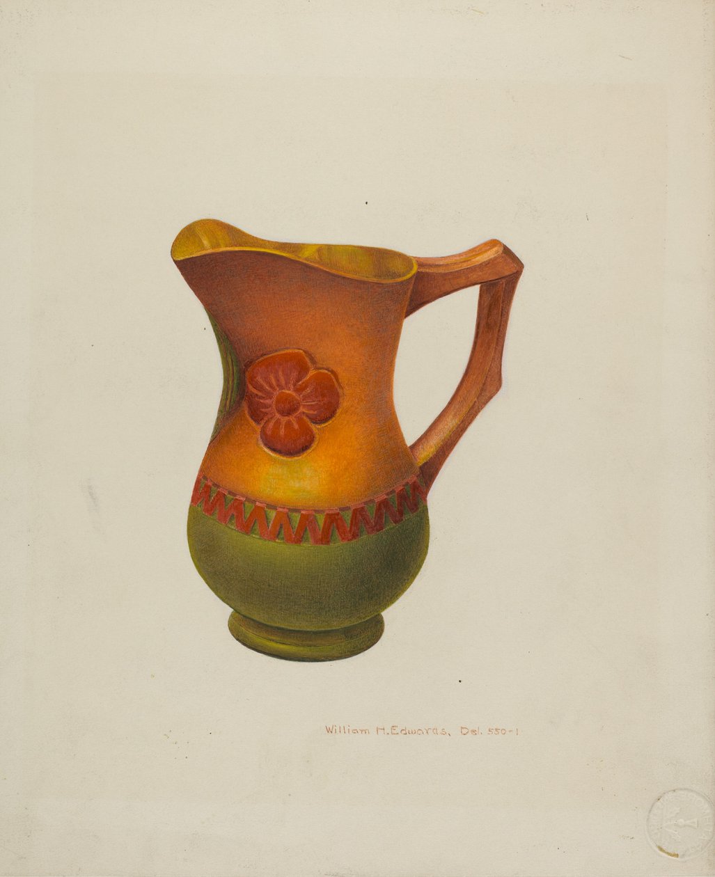 Veistetty puinen kannu, n. 1940. tekijältä William H Edwards