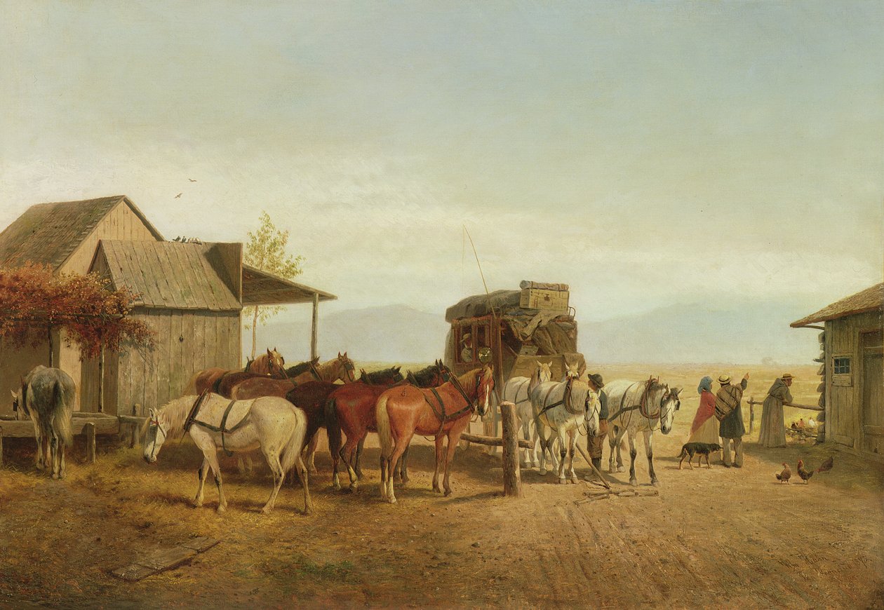 California Stagecoach Halt, 1875 tekijältä William Hahn