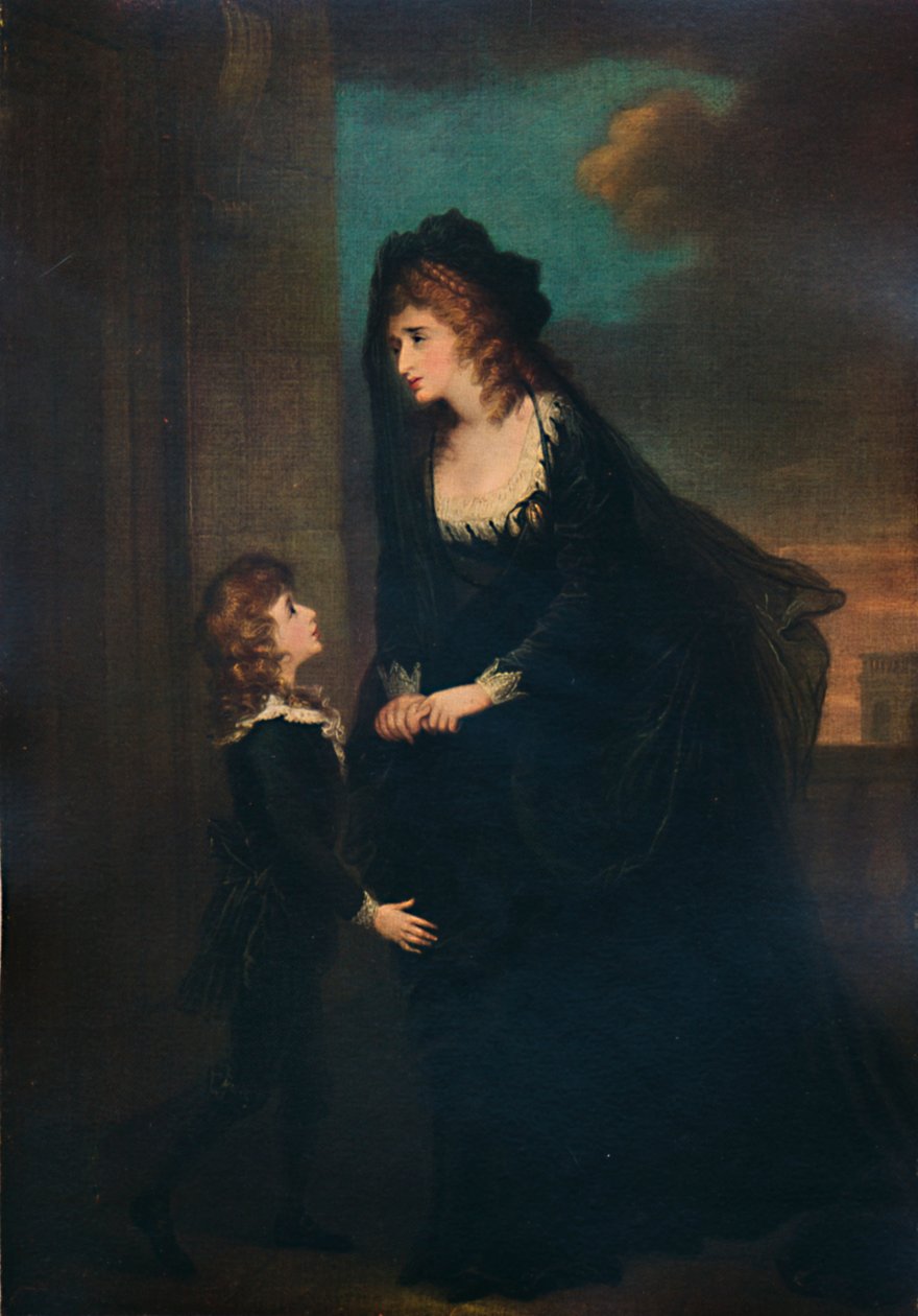 Rouva Siddons ja hänen poikansa Isabellan tragediassa, 1784, 1935 tekijältä William Hamilton