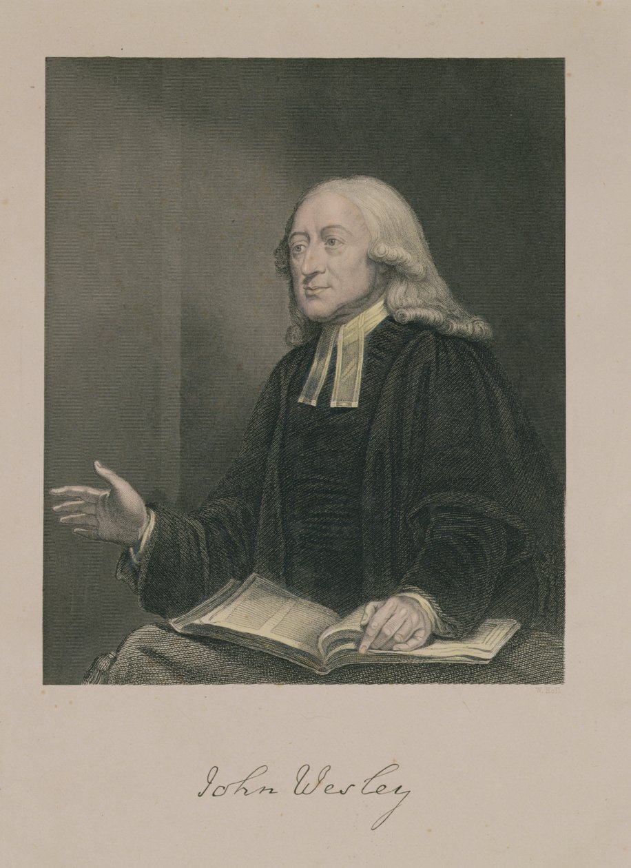 John Wesleyn (1703-91) muotokuva, kaiverrettu William Hollin (1807-71) toimesta, julkaisija A. Fullarton ja Co. tekijältä William Hamilton