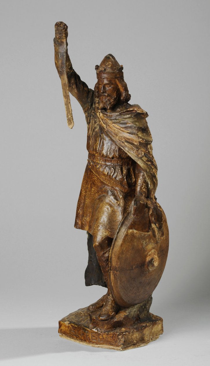 Maketti Alfred Suuren patsaalle, n. 1901 (maalattu kipsi) (katso myös 876155-6) tekijältä William Hamo Thornycroft