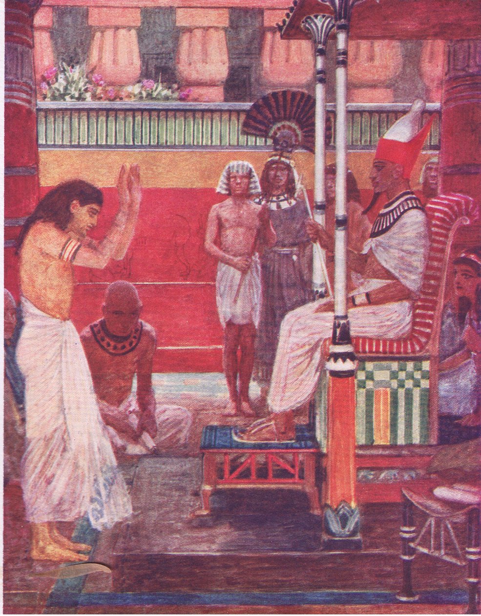 Farao kertoo unensa viisaille miehille, Hodder & Stoughtonin julkaisemasta The Bible Story -teoksesta, n. 1930. tekijältä William Hatherell