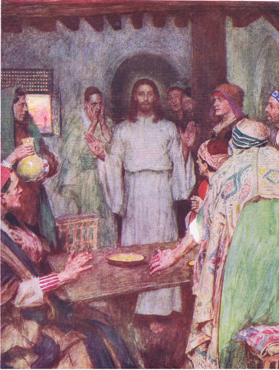 Sitten tuli Jeesus ja seisoi keskellä, Hodder & Stoughtonin julkaisemasta The Bible Story -teoksesta, n. 1930. tekijältä William Hatherell