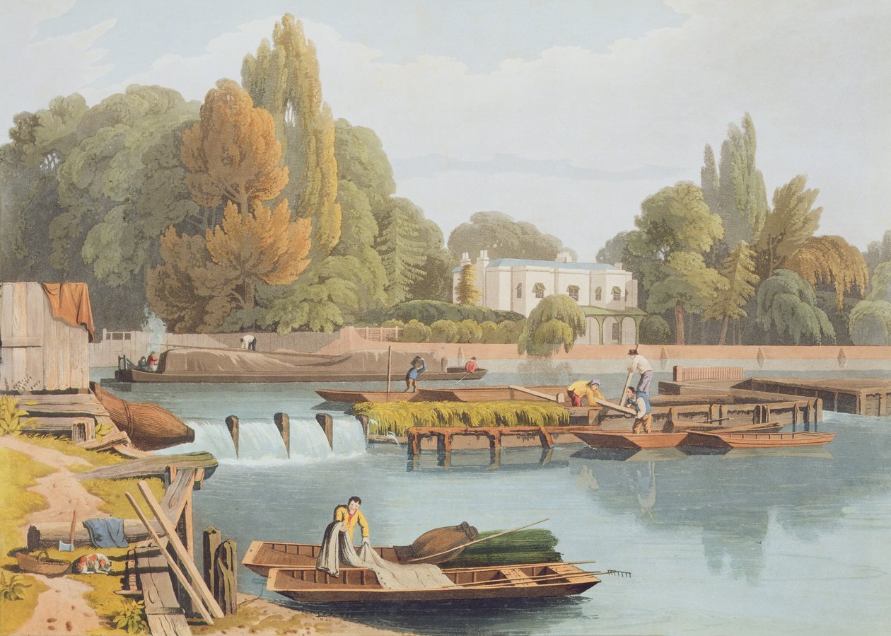 Marlow Bridgen pado, Robert Havell nuoremman (1793-1878) kaiverrus, julkaistu 1818 (akvatinta) tekijältä William Havell