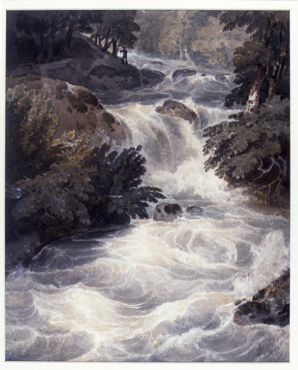 Vesiputous Amblesidessa ikkunasta nähtynä, 1807 tekijältä William Havell