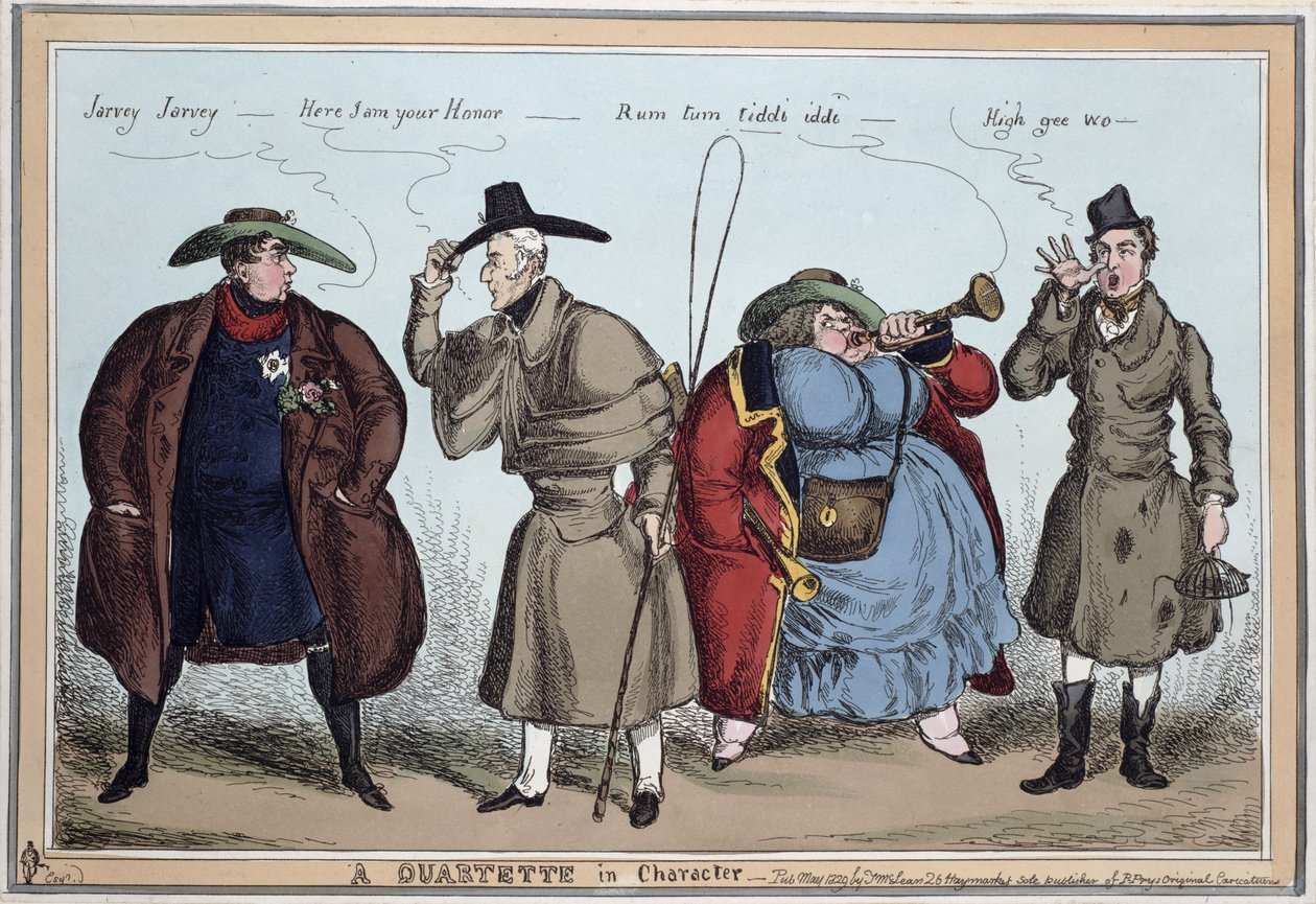 "A Quartet in Character": George IV, Wellington, Lady Conyngham, Robert Peel, toukokuu 1829 tekijältä William Heath