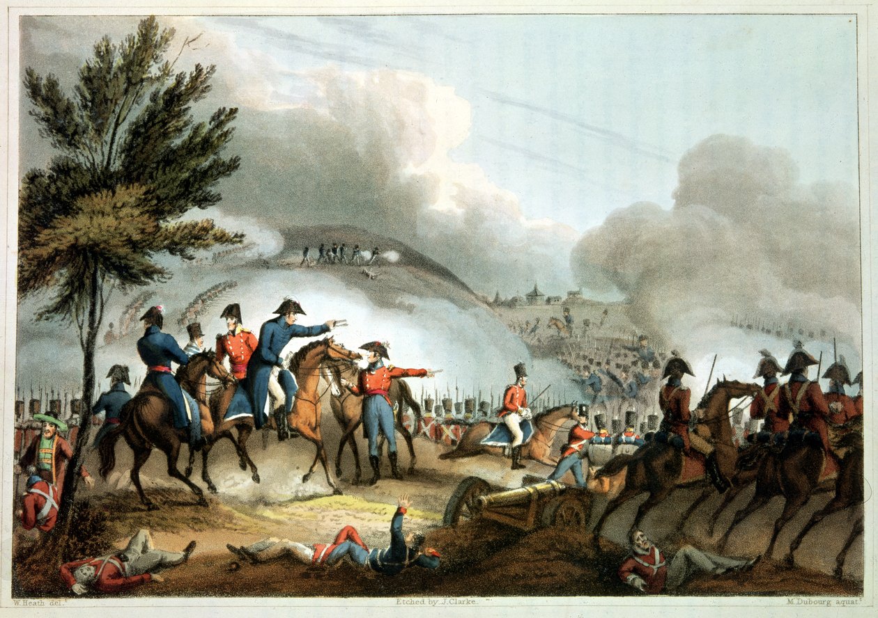 Salamancan taistelu, 22. heinäkuuta 1812, J. Clarken syövytys, M. Dubourgin väritys (akvatintta). tekijältä William Heath