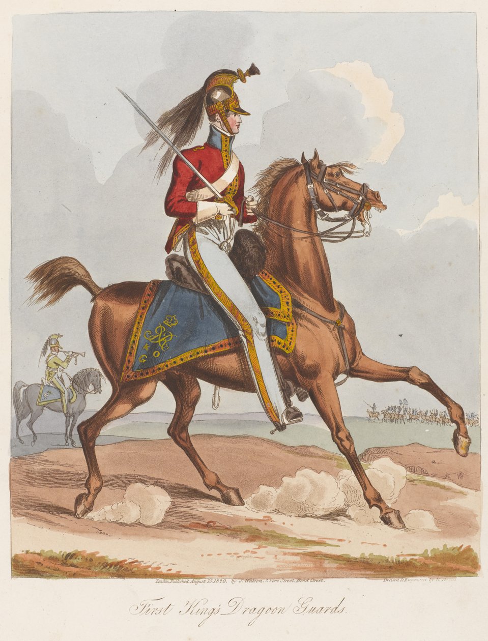 First Kings Dragoon Guards, 1820 (värillinen akvatinta) tekijältä William Heath