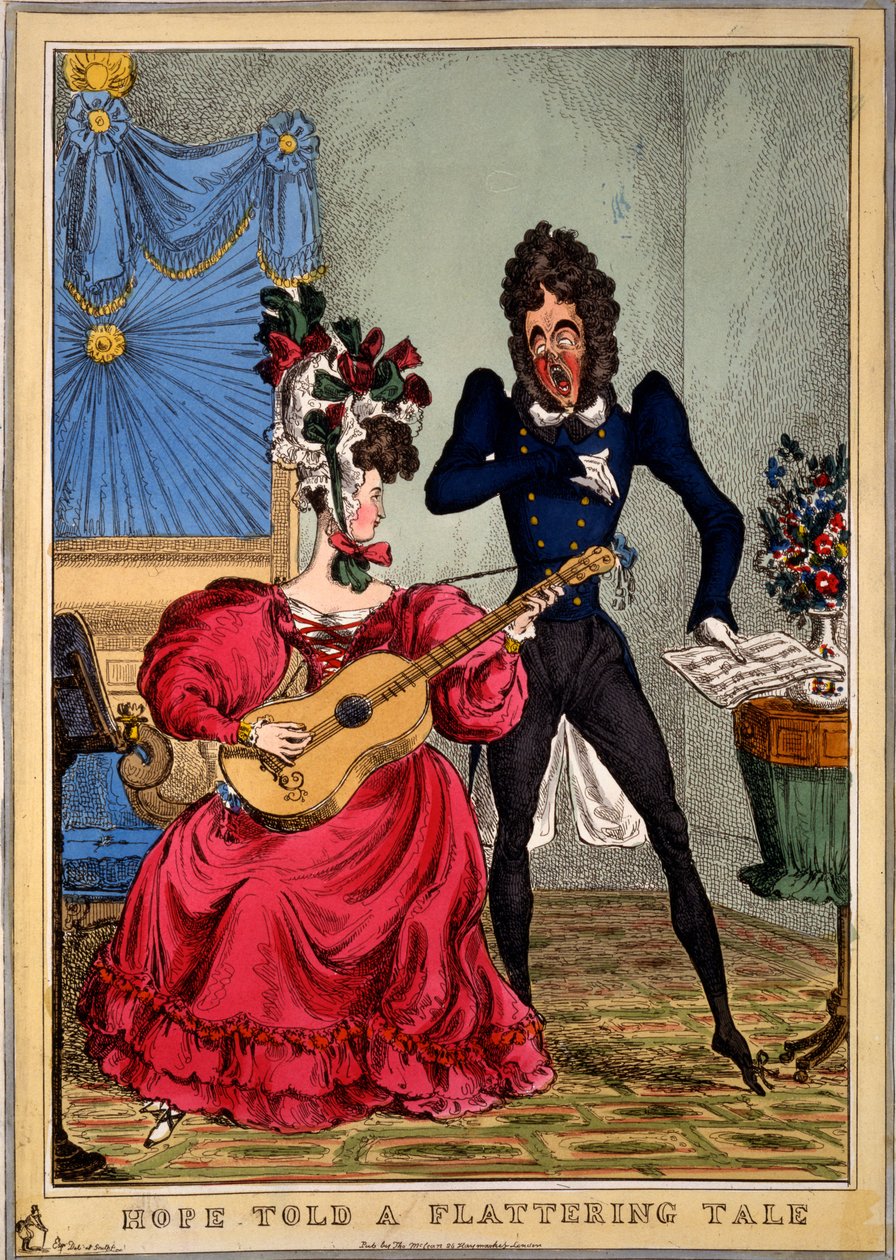 Hope Told a Flattering Tale, 1827 (käsinvärinen kaiverrus) tekijältä William Heath