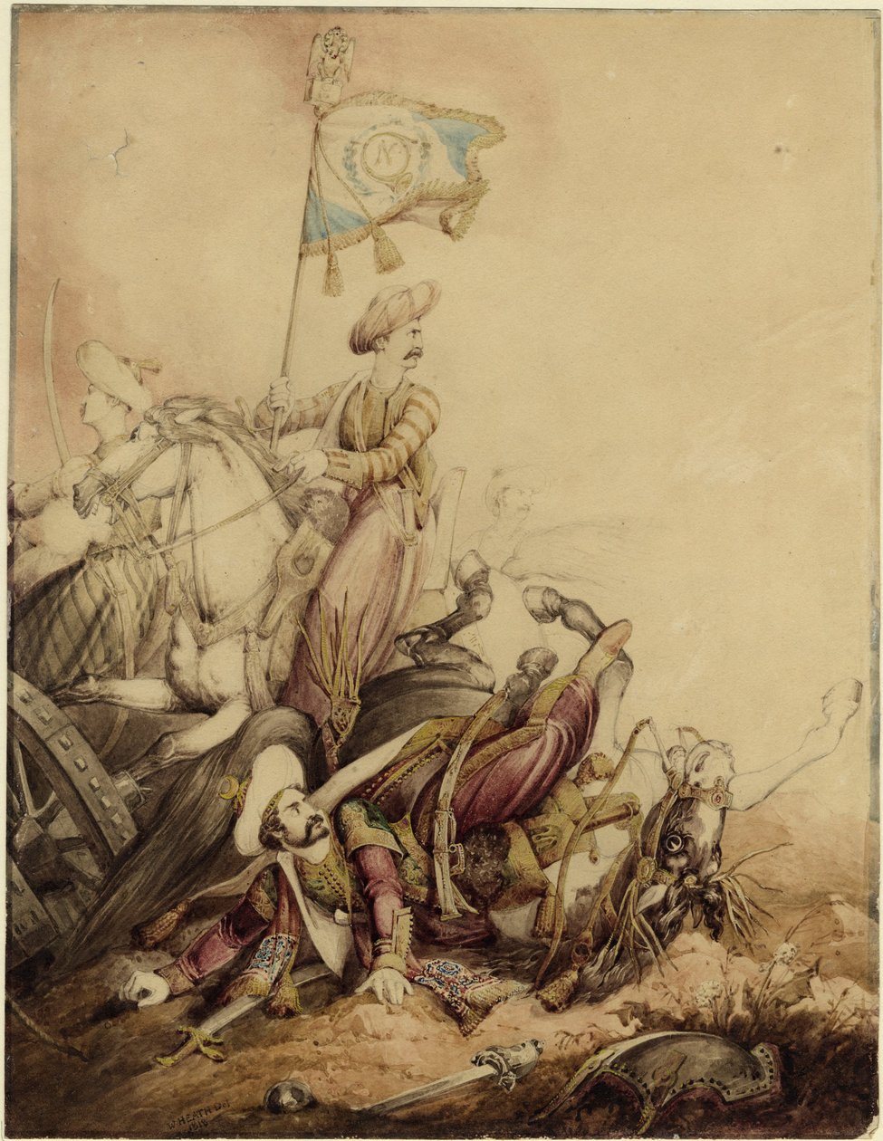 Mamelukkien lipunkantaja taistelussa, 1818 tekijältä William Heath
