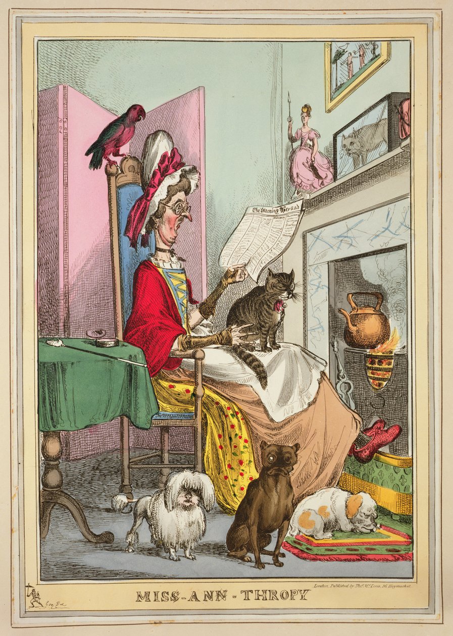 Miss-Ann-Tthropy, julkaisija Thomas McLean, Lontoo (värillinen etsaus) tekijältä William Heath