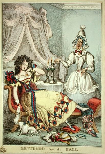Returned from the Ball, julkaisija Thomas McLean, Lontoo (värillinen etsaus) tekijältä William Heath