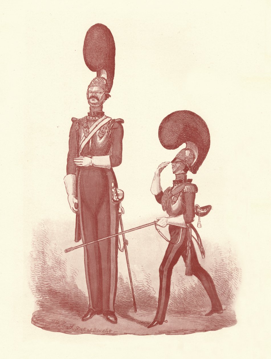 Näyttää eron miehen ja upseerin välillä, 1830-1840, 1909 tekijältä William Heath