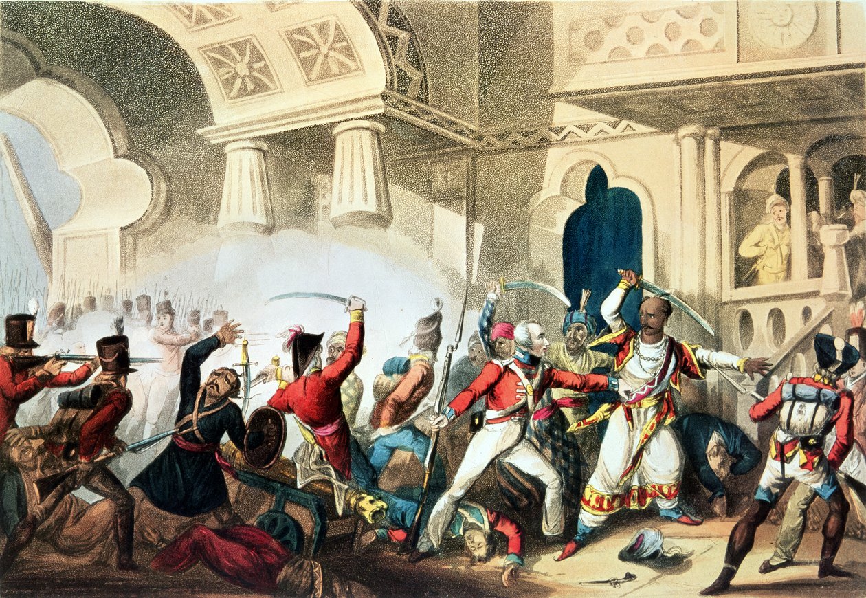 The Storming of Seringapatam, 4. toukokuuta 1799, kaiverrus Thomas Sutherland (s. 1785), 1815 tekijältä William Heath
